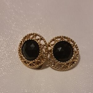 Elegant Gold and Black Earrings